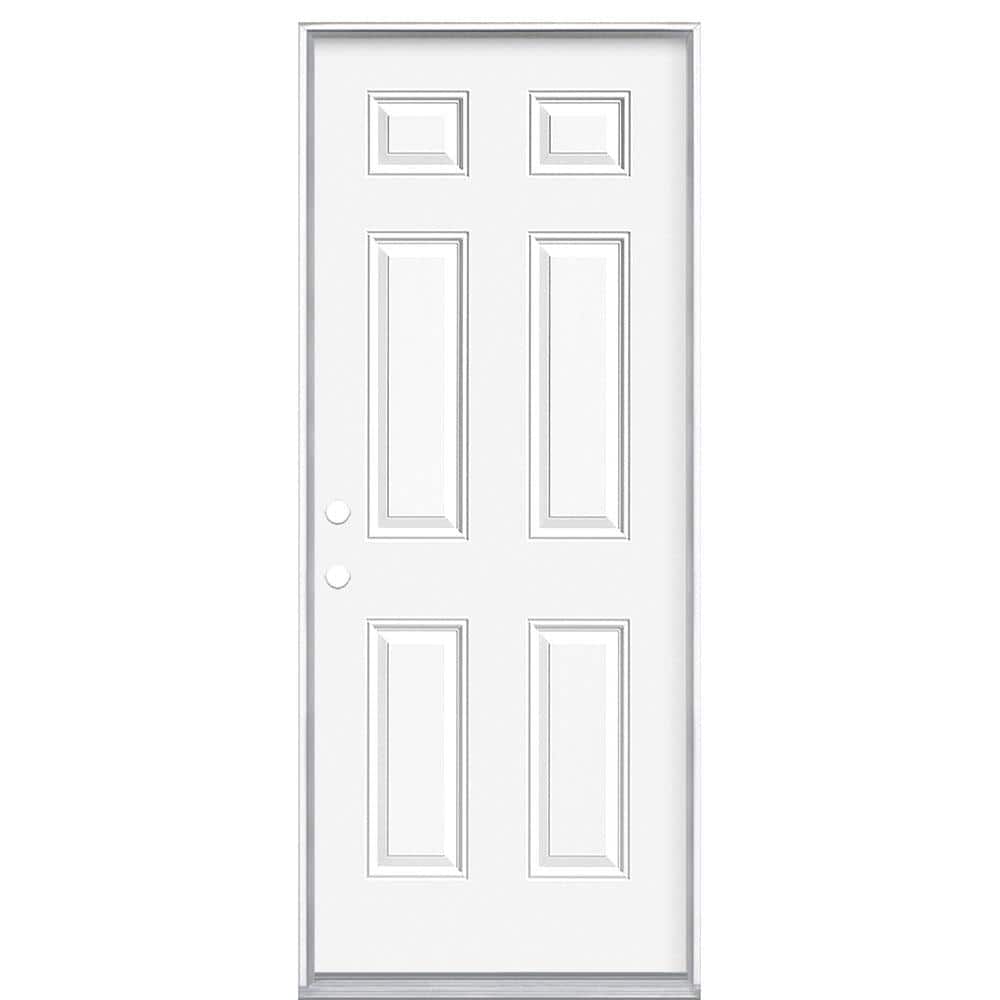 Masonite 32 in. x 80 in. Premium 6-Panel Right-Hand Inswing Primed Steel Prehung Front Door without Brickmold