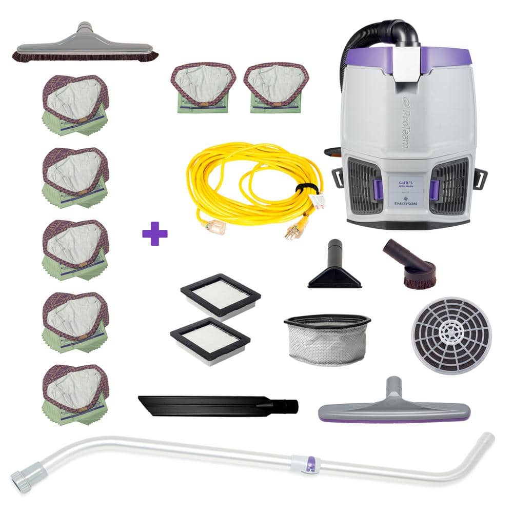 ProTeam GoFit 3, 3 qt. Corded Gray Backpack Vacuum Cleaner with Multi ...