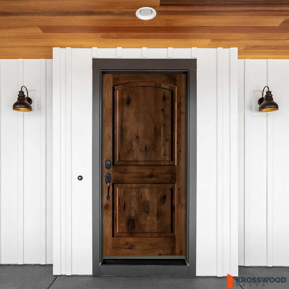 Krosswood Doors 42 in. x 80 in. Rustic Knotty Alder Arch Top Provincial Stain Right-Hand Inswing Wood Single Prehung Front Door