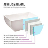 Vanity Art 67 in. Acrylic Flatbottom Freestanding Bathtub in Pure White