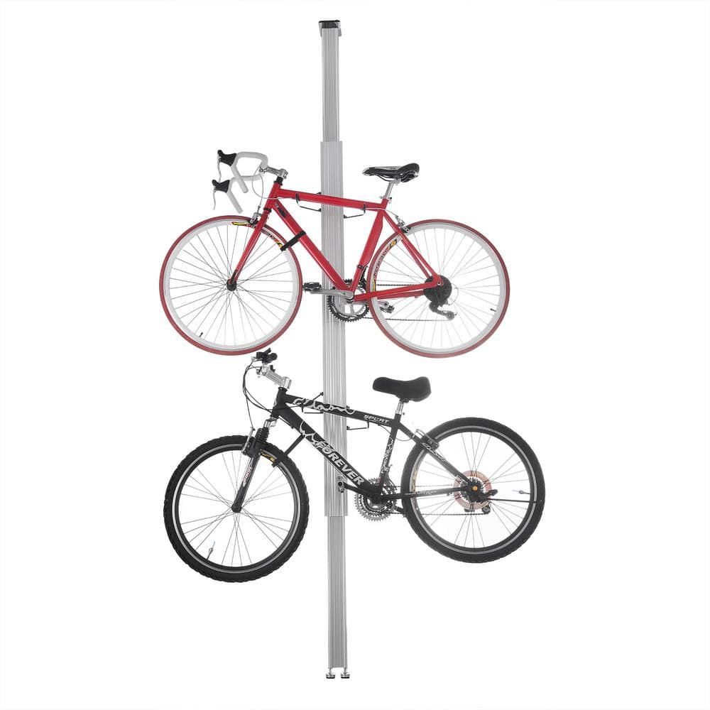 RAD Cycle Silver 2-Bike Upright Tension Mount Garage Bike Rack – Super ...