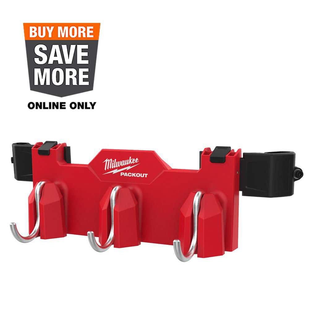 Milwaukee PACKOUT 3-Hook Tool Box Rack Attachment, 16.8 in x 4 in x 4 ...