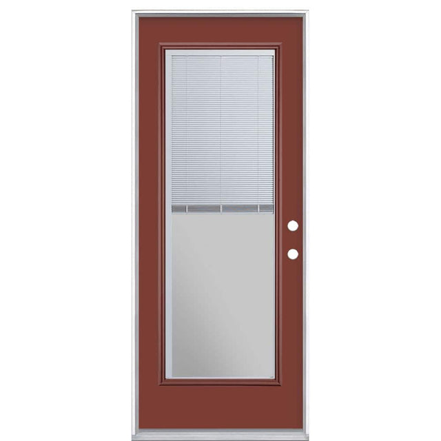 Masonite 32 in. x 80 in. Full Lite Mini Blind Left-Hand Inswing Painted Steel Prehung Exterior Door, No Brickmold