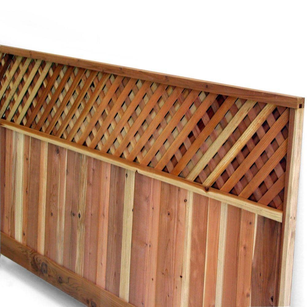 wood lattice trellis panels 4 ft. H x 8 ft. W Redwood Lattice Top Fence Panel
