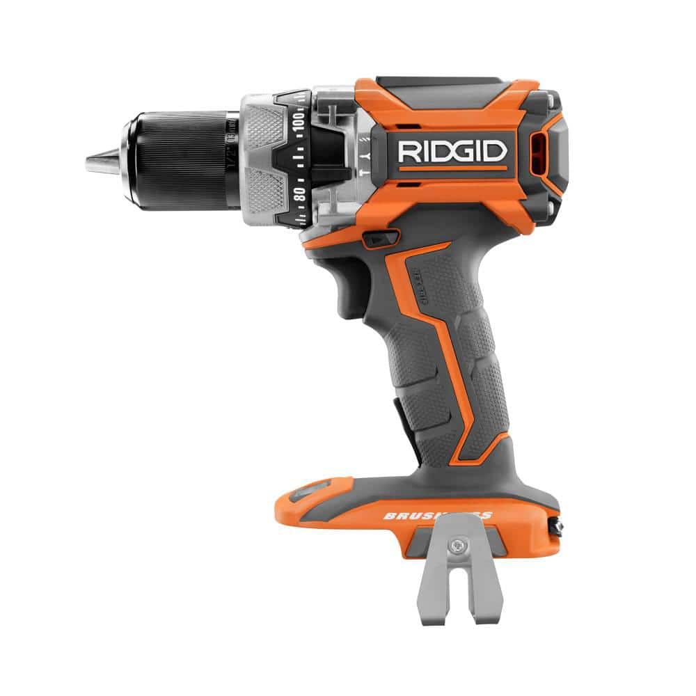 RIDGID 18-Volt Lithium-Ion Cordless Brushless 1/2 in. Compact Hammer Drill Kit with (2) 2.0 Ah Batteries, Charger and Bag