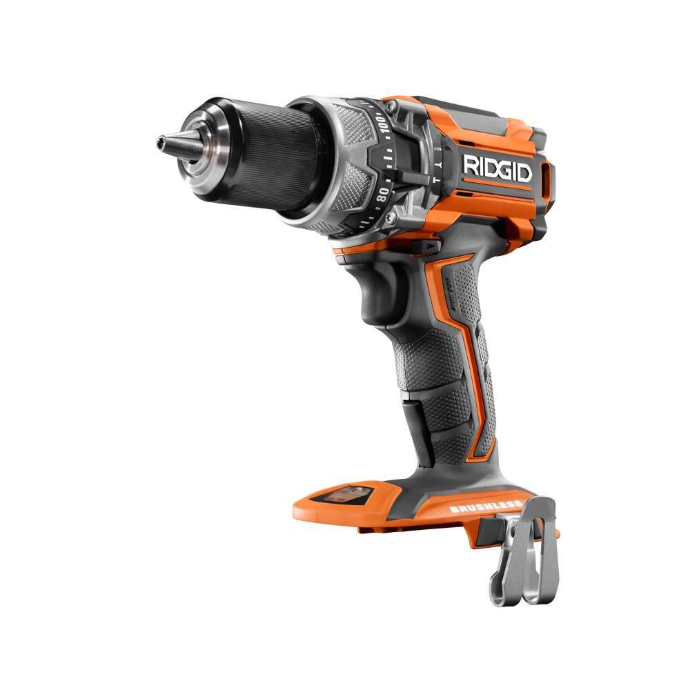 RIDGID 18-Volt Lithium-Ion Cordless Brushless 1/2 in. Compact Hammer Drill Kit with (2) 2.0 Ah Batteries, Charger and Bag