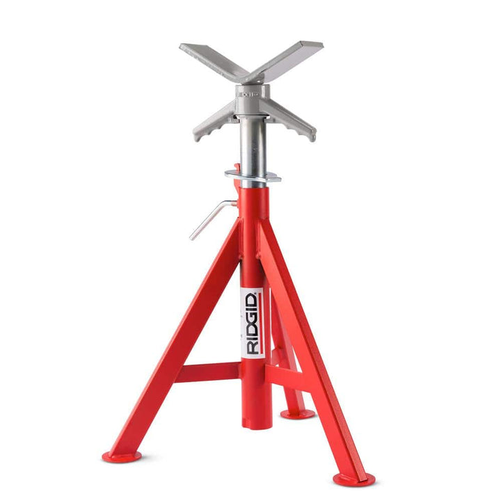 RIDGID VJ-98 V-Head Low Pipe Stand, 20 in. to 38 in. Adjustable Height, 12 in. Pipe Capacity