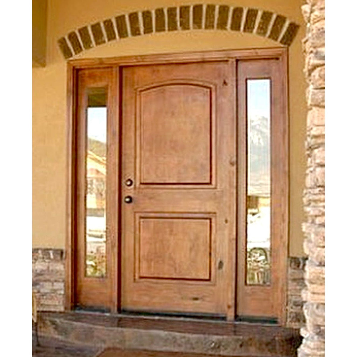 Krosswood Doors 36 in. x 96 in. Knotty Alder 2-Panel Left-Hand Inswing Black Stain Prehung Wood Front Door