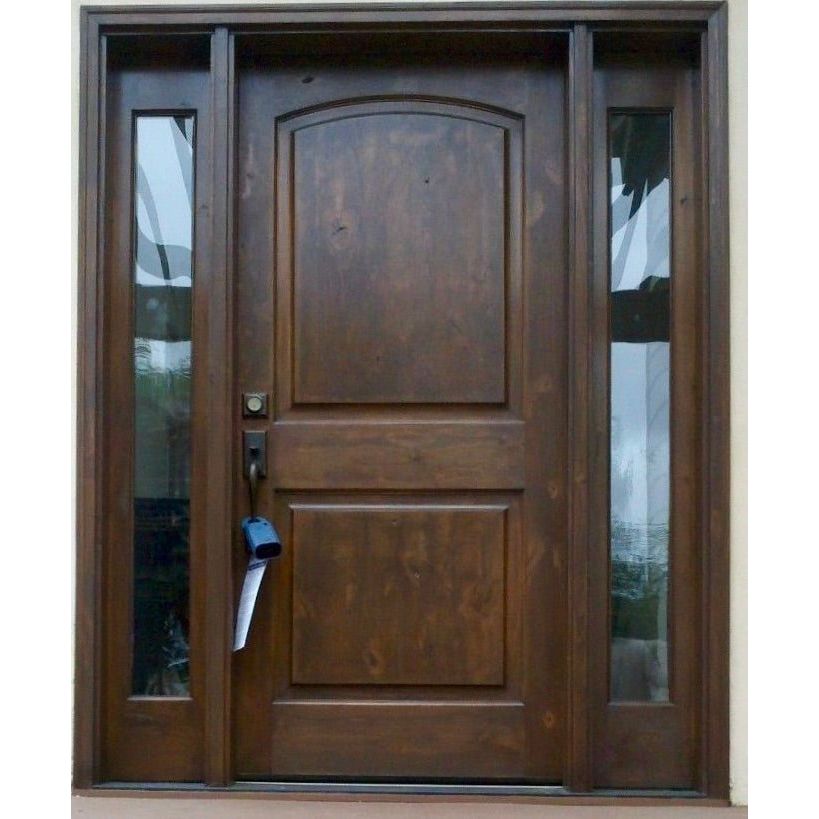 Krosswood Doors 36 in. x 96 in. Knotty Alder 2-Panel Left-Hand Inswing Black Stain Prehung Wood Front Door