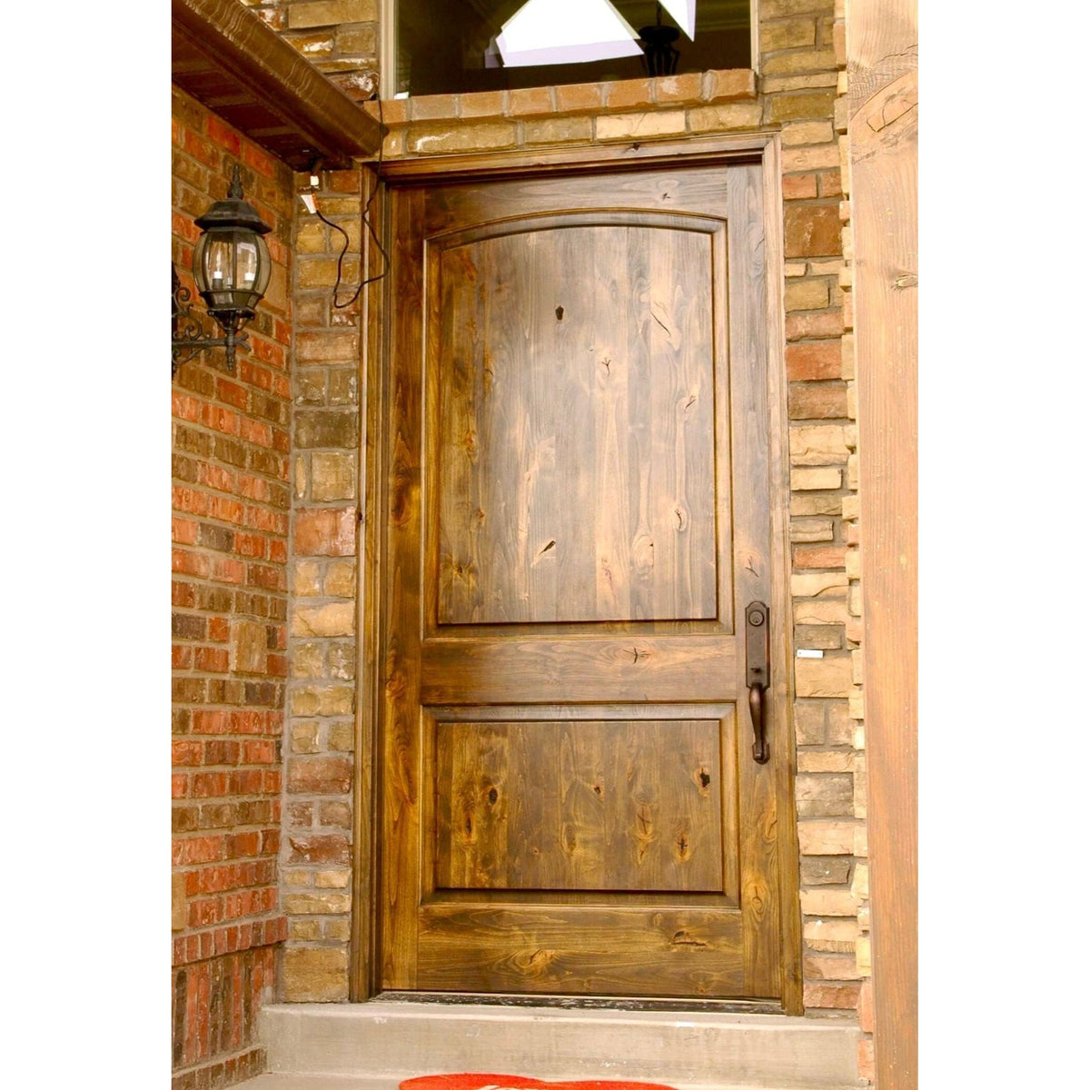 Krosswood Doors 36 in. x 96 in. Knotty Alder 2-Panel Left-Hand Inswing Black Stain Prehung Wood Front Door