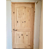 30 in. x 80 in. Rustic Knotty Alder 2-Panel Top Rail Arch Solid Core Wood Stainable Interior Door Slab