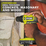 RYOBI ONE+ 18V Cordless 1/2 in. Hammer Drill/Driver Kit with Auxiliary Handle, 2.0 Ah Battery and Charger