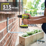 RYOBI ONE+ 18V Cordless 1/2 in. Hammer Drill/Driver Kit with Auxiliary Handle, 2.0 Ah Battery and Charger