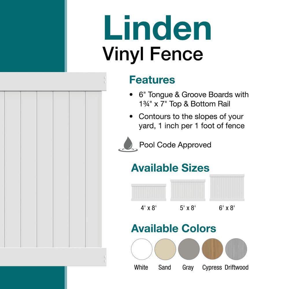 Veranda Linden Vinyl Privacy Fence Panel - Thumbnail 4