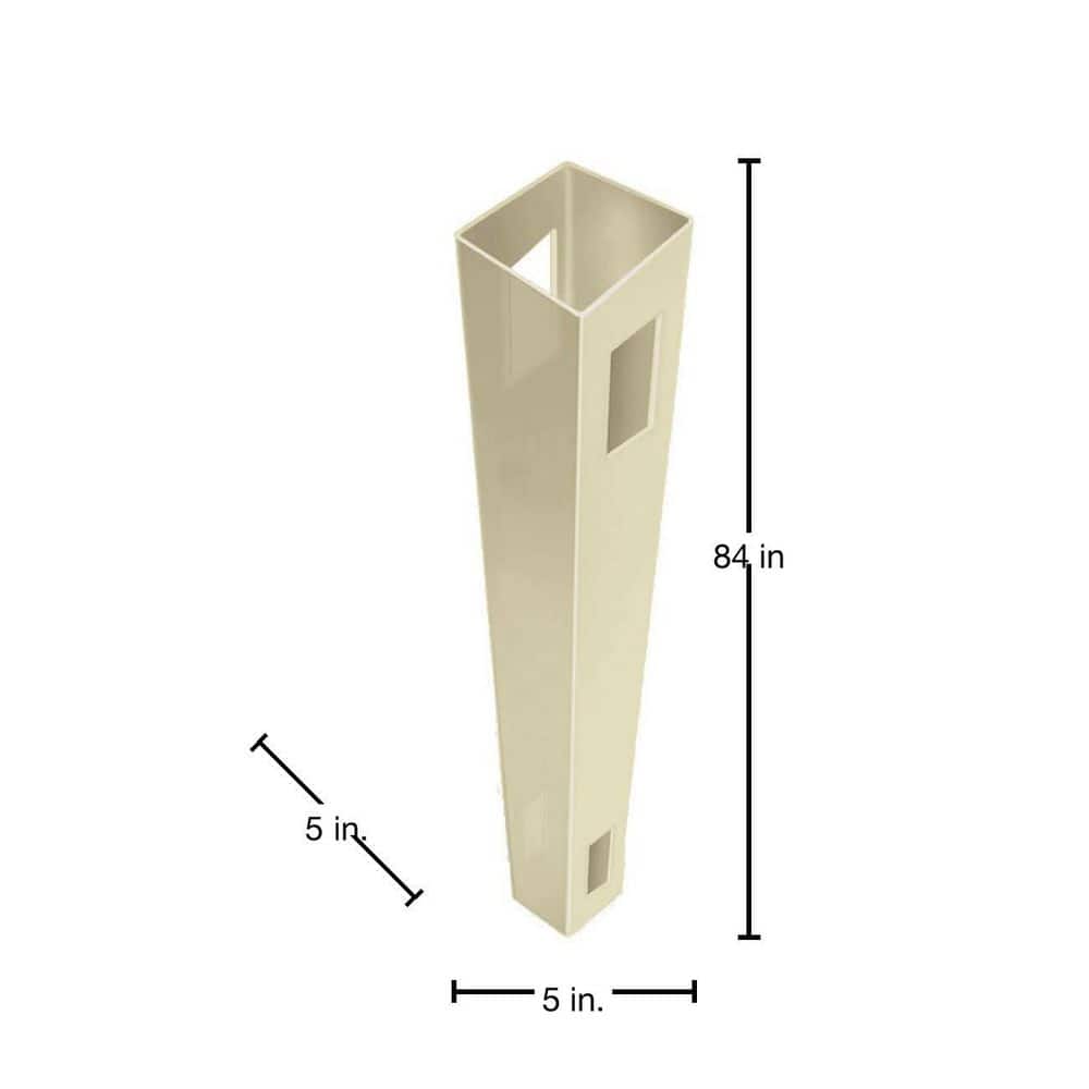 Veranda Linden 5 in. x 5 in. x 7 ft. Vinyl Routed Fence Line Post - Thumbnail 2