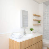 TaiMei 12 in. x 24 in. Frameless Recessed or Surface-Mount Beveled Single Mirror Bathroom Medicine Cabinet