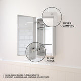 TaiMei 12 in. x 24 in. Frameless Recessed or Surface-Mount Beveled Single Mirror Bathroom Medicine Cabinet