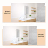 TaiMei 12 in. x 24 in. Frameless Recessed or Surface-Mount Beveled Single Mirror Bathroom Medicine Cabinet