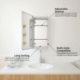 TaiMei 12 in. x 24 in. Frameless Recessed or Surface-Mount Beveled Single Mirror Bathroom Medicine Cabinet