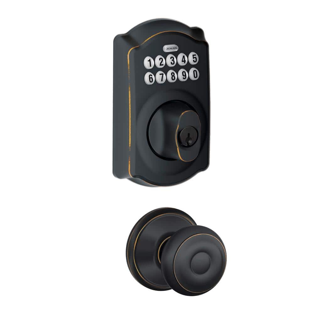 Schlage Camelot Keypad Electronic Door Lock Deadbolt with Georgian Kno ...