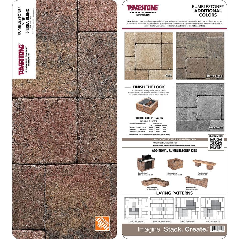 Pavestone Rumblestone Kit Pavestone Paper Sample Only of RumbleStone 3.5 in. x 7 in. Sierra Blen ...