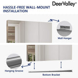 DEERVALLEY 48 in. W x 26 in. H Rectangular Aluminum Frameless Surface Mount Bathroom 3-Doors Medicine Cabinet with Mirror