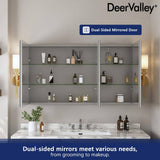 DEERVALLEY 48 in. W x 26 in. H Rectangular Aluminum Frameless Surface Mount Bathroom 3-Doors Medicine Cabinet with Mirror