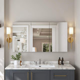 DEERVALLEY 48 in. W x 26 in. H Rectangular Aluminum Frameless Surface Mount Bathroom 3-Doors Medicine Cabinet with Mirror