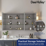 DEERVALLEY 48 in. W x 26 in. H Rectangular Aluminum Frameless Surface Mount Bathroom 3-Doors Medicine Cabinet with Mirror
