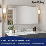 DEERVALLEY 48 in. W x 26 in. H Rectangular Aluminum Frameless Surface Mount Bathroom 3-Doors Medicine Cabinet with Mirror