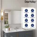 DEERVALLEY 48 in. W x 26 in. H Rectangular Aluminum Frameless Surface Mount Bathroom 3-Doors Medicine Cabinet with Mirror