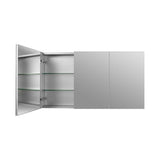 DEERVALLEY 48 in. W x 26 in. H Rectangular Aluminum Frameless Surface Mount Bathroom 3-Doors Medicine Cabinet with Mirror