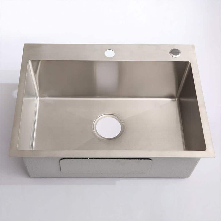 Flynama 24-Inch Stainless Steel Drop-In/Undermount Sink with Faucet & Drain