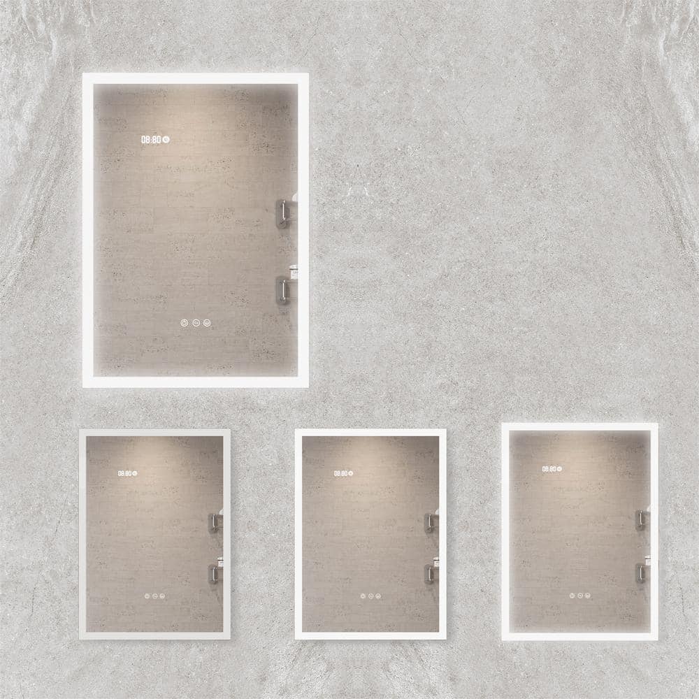 HMMHVV 20 in. W x 28 in. H Rectangular Aluminum Left Surface Mount Smart LED Lighted Wall Bathroom Medicine Cabinet with Mirror