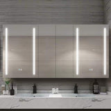 XUJMK Anti-fog 60 in. W x 30 in. H Rectangular Aluminum Medicine Cabinet with Mirror in Silver LED Bathroom Defogging Dimmer