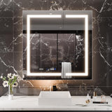 Xzkai 36 in. W x 36 in. H Rectangular LED Anti-Fog Medicine Cabinet with Mirror and USB Outlet, Nightlight