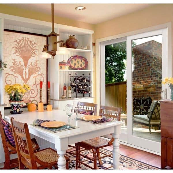 72 in. x 80 in. Smooth White Left-Hand Composite Sliding Patio Door