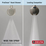 Delta Universal Showering Components ProClean 6‑Spray Handheld Shower Head, 1.75 GPM, SpotShield Brushed Nickel, 72‑in Hose