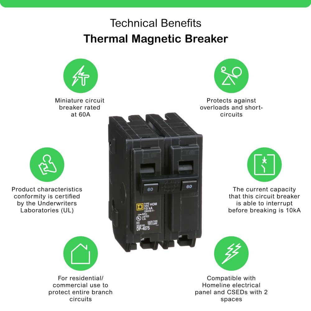 Square D Homeline 60 Amp 2-Pole Circuit Breaker(HOM260CP)