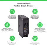 Square D Homeline 2-15 Amp Single-Pole Tandem Circuit Breaker
