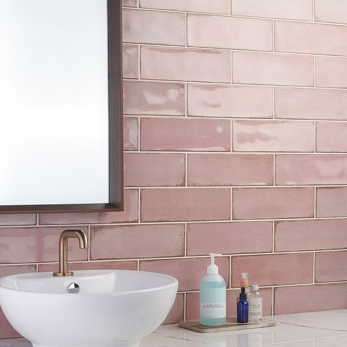 Los Lunas Rose Pink 4x12 Polished Ceramic Subway Tile - Lux Tile ...