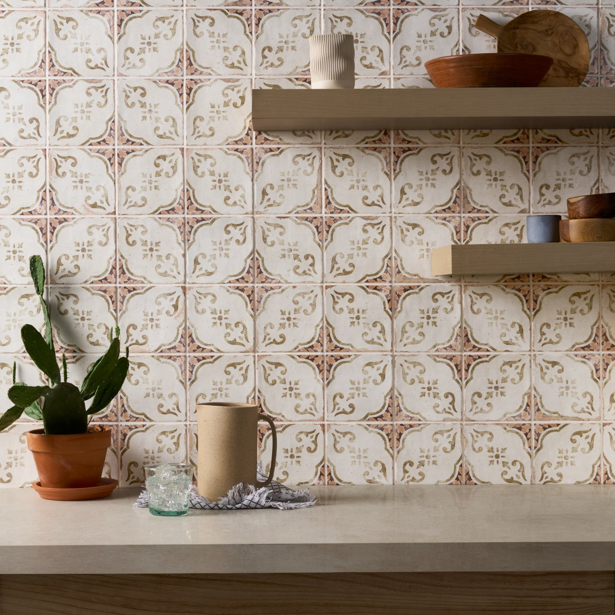 Portina Paula Purroy Talia Portina Terracotta Gold 5x5 Matte Ceramic Tile ...