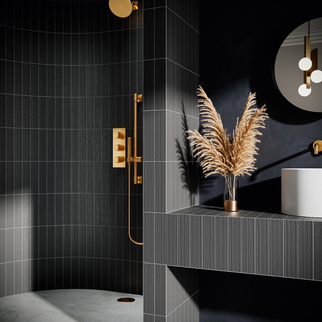 Charlotte Charcoal Black 3x10 Textured Matte Ceramic Subway Tile