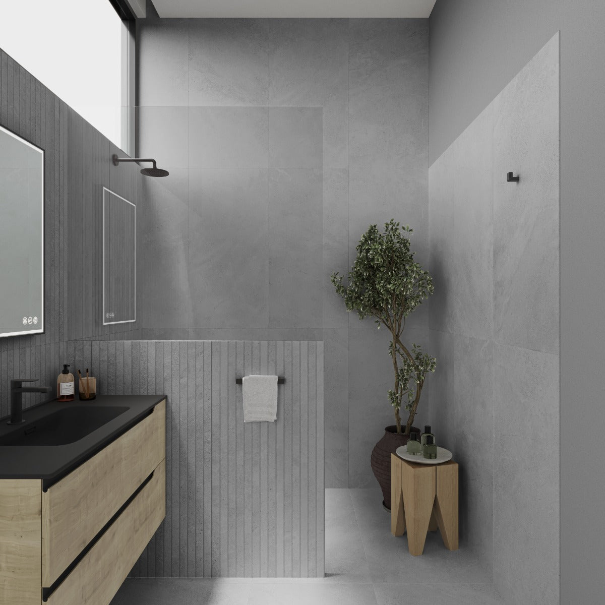 Lune Ribbon Gray 24x48 Matte Fluted Porcelain Tile - Lux Tile – Super Arbor