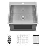 LORDEAR 22 in. x 22 in. Drop-In Stainless Steel Laundry Utility Sink