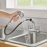 Glacier Bay Stainless Steel Pull-Out Laundry Faucet, 2-Handle Centerset
