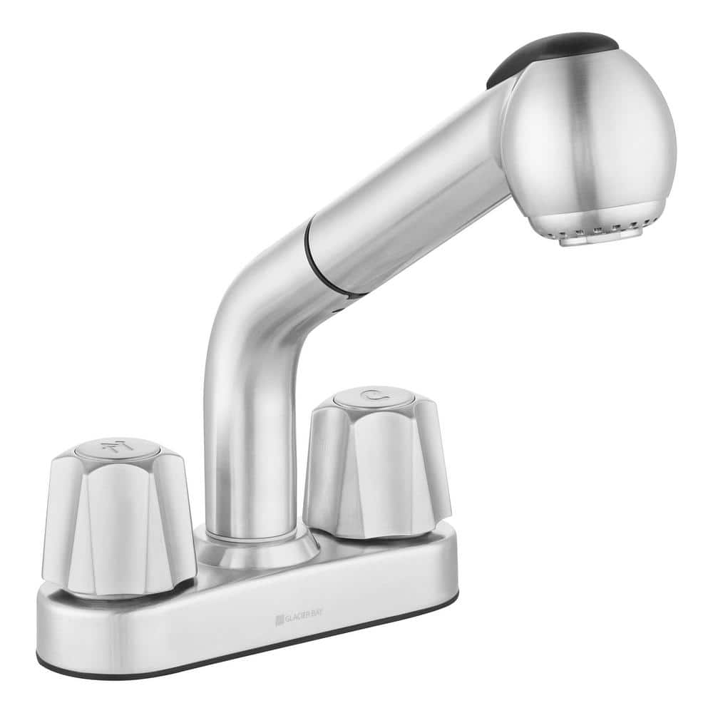 Glacier Bay Stainless Steel Pull-Out Laundry Faucet, 2-Handle Centerset