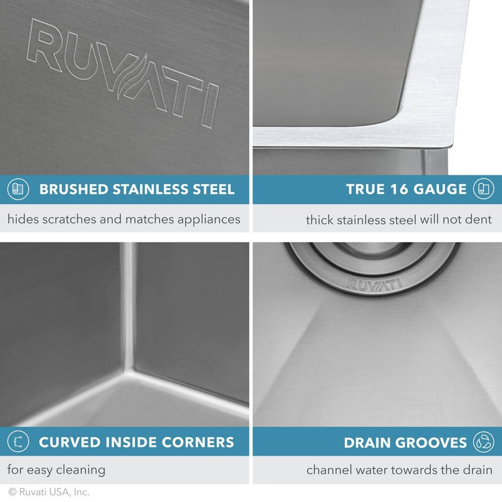 Ruvati Savona Pro Undermount Laundry Utility Sink, 16-Gauge Stainless Steel