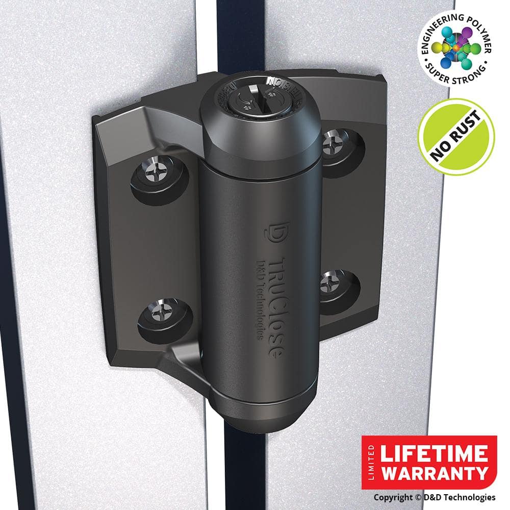 Tru-Close D&D 2-7/8 in. x 3-3/4 in. Black Self-Closing Metal Gate Hinge (2-Pack)