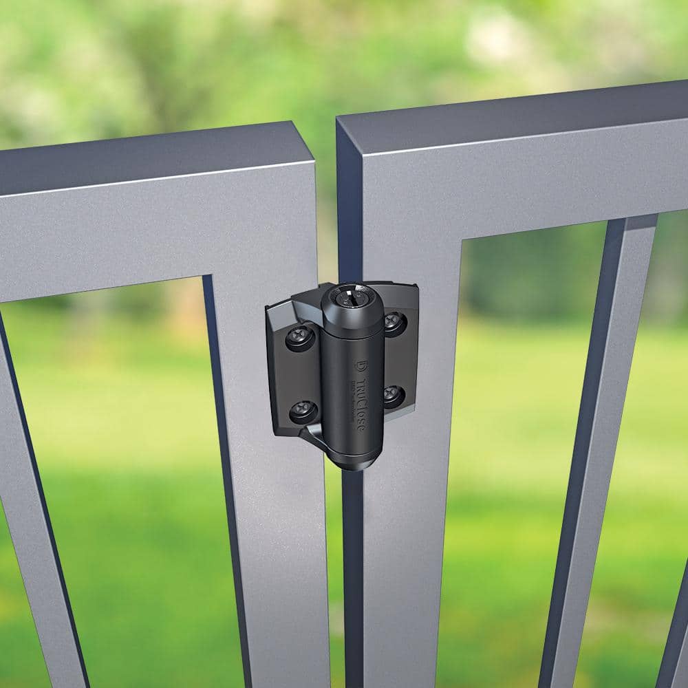 Tru-Close D&D 2-7/8 in. x 3-3/4 in. Black Self-Closing Metal Gate Hinge (2-Pack)